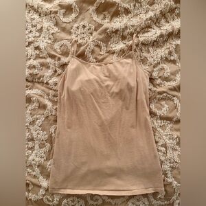 Tan Spaghetti Strap Tank Top/Camisol with Built in Bra